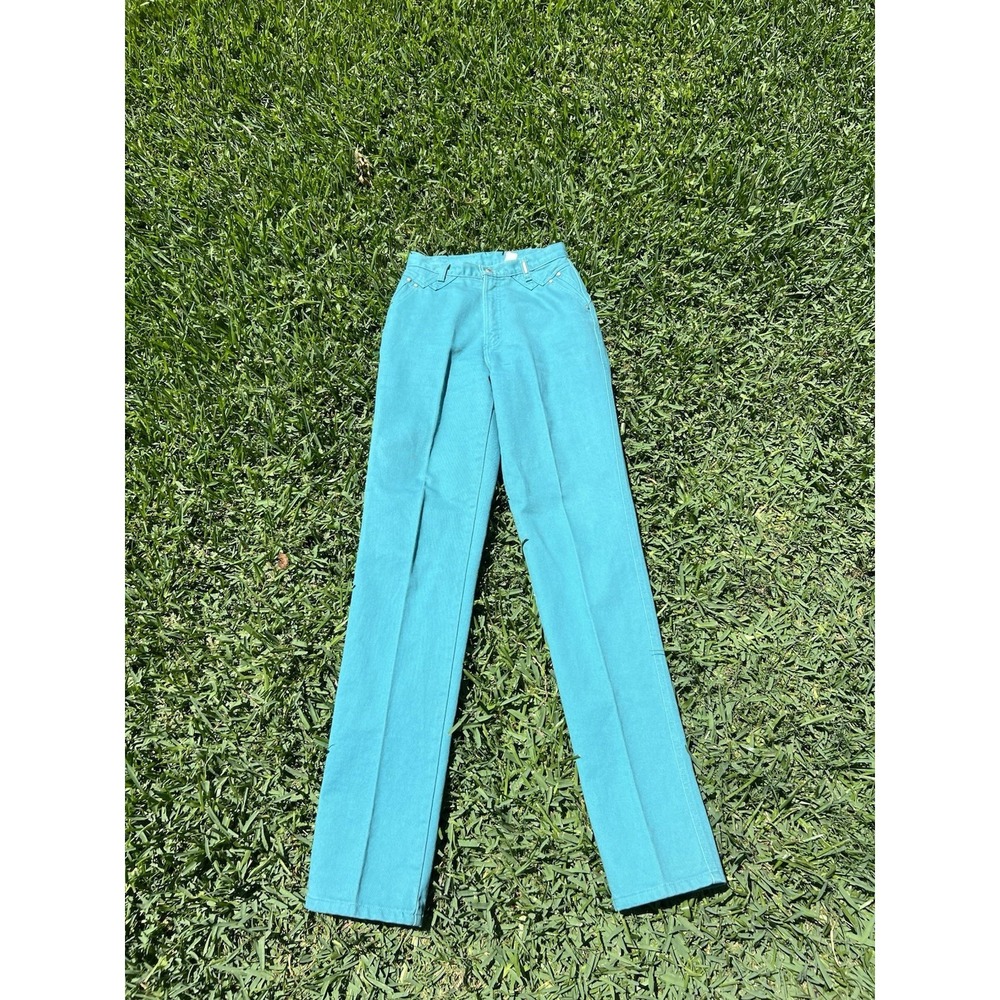Rocky Mountain Rockies Vintage Green Teal Jeans High Waist Western Size 29/9 USA